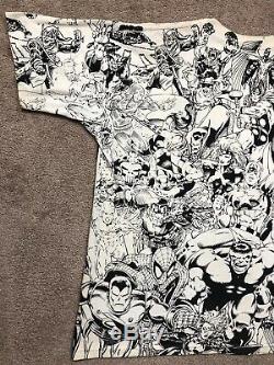 VTG 1993 Marvel All Over Print Baggy T Shirt Comic Art Movie 2 Sided Rap Tee 90s