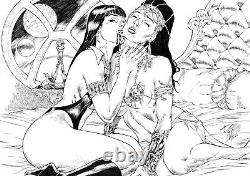 Vampirela And Dejah Thoris Pinup Art Original Comic Page By Ronaldo Mendes