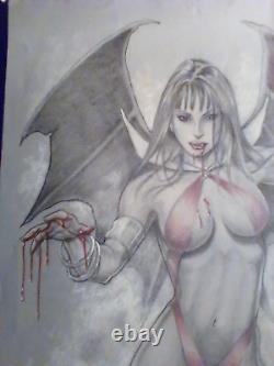 Vampirella original art by Brad Chavarria 2008, 12x17.5 Vampirella's Thirst