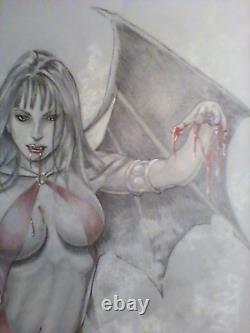 Vampirella original art by Brad Chavarria 2008, 12x17.5 Vampirella's Thirst