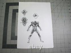 Vtg 1990s original comic art Robb Phipps Captain Beyond concept sketch Alien