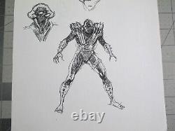 Vtg 1990s original comic art Robb Phipps Captain Beyond concept sketch Alien