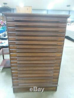 Vtg Antique 18 Drawer Oak Cabinet 4 Art Maps Blueprints Comics Jewelry Papers