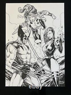 Wolverine Psylocke Rogue X-Men (12x17) Original Art Comic By Natanael Maia