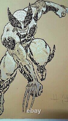 Wolverine Sketch with the word Romita Calligram 11x17