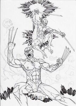 Wolverine and Nightcrawler X-Men vs SHIELD ORIGINAL Comic Art Dana OBERA