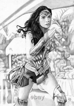Wonder Woman 2 Amazing Pencil Portrait Art Original Comic Page By Wendel