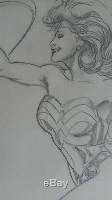 Wonder Woman Adam Hughes signed original pencil drawing from 1989 Justice League