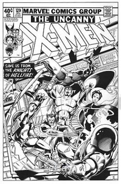 X-MEN #129 BYRNE and AUSTIN Cover Recreation original art 13x20